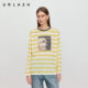 商场同款 T恤女 狗狗印花撞色条纹圆领长袖 URLAZH有兰2026夏季 新款