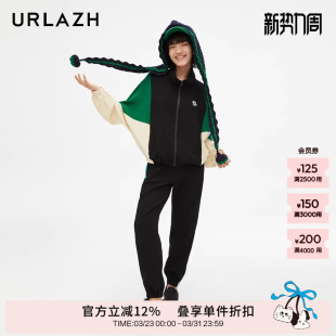 URLAZH有兰新款 女JM3PA30 黑色宽松运动休闲舒适卫裤