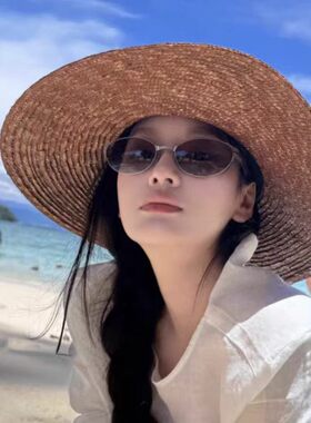 平沿旅行欧美女春夏宽檐草帽小脸