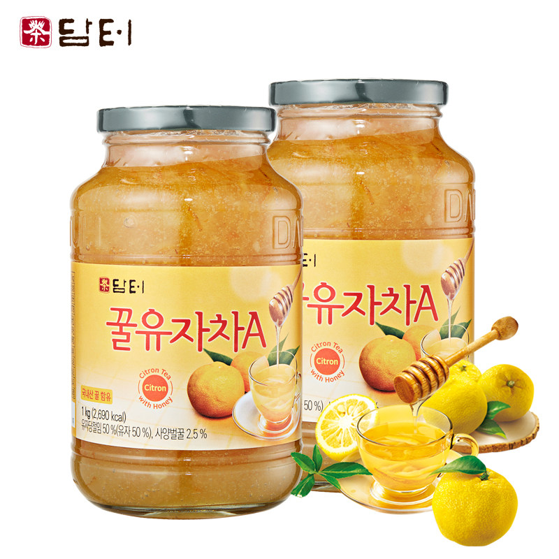 韩国进口丹特蜂蜜柚子茶大瓶装1000g两瓶装