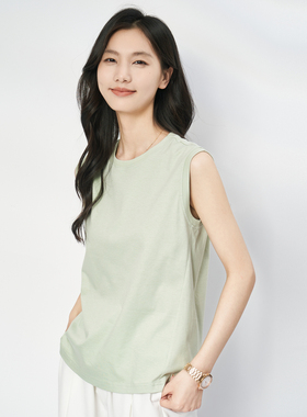 春竹/新款运动休闲女背心打底圆领纯色宽松无袖舒适衫-DSS201Y200