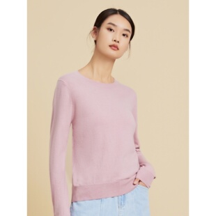 新款 春竹 圆领女套衫 纯色长袖 SPRING 休闲百搭羊毛打底衫 BAMBOO