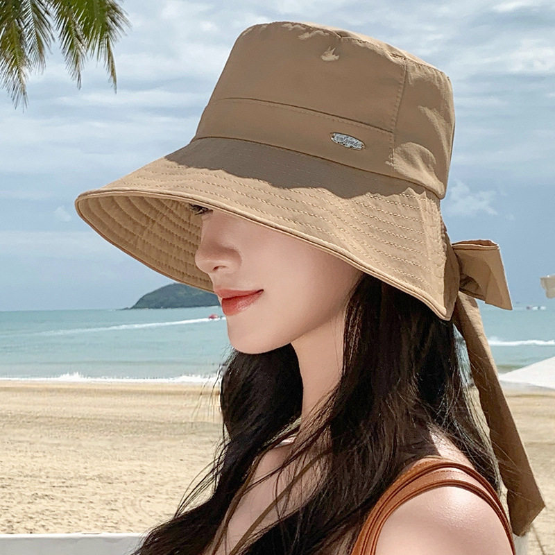 韩版大帽檐渔夫帽子女春夏户外防紫外线遮阳帽时尚百搭轻薄防晒帽