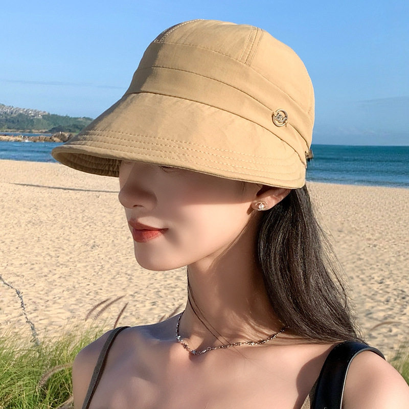 韩系显脸小渔夫帽子女春夏遮脸防紫外线防晒遮阳帽宽檐鸭舌马术帽