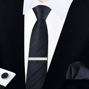 【礼盒装】男士韩版窄版拉链领带免打结6cm懒人易拉得黑色红色潮