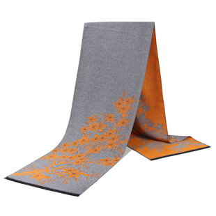 冬季保暖围巾女 浅灰色提花拉绒女士围巾 仿羊绒百搭围巾厂家批发