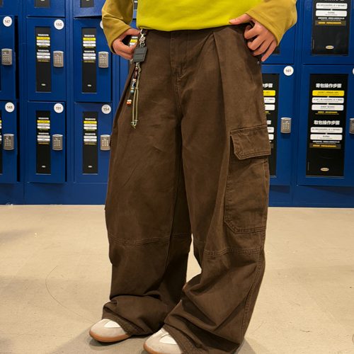 解构复古工装多口袋休闲弯刀裤男