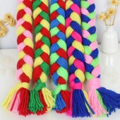 幼儿园毛线尾巴 编辫子儿童手工抓尾巴亲子游戏玩具麻花辫头饰