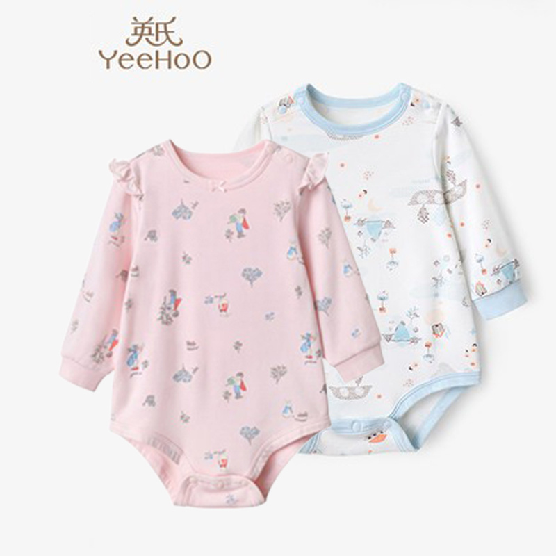 英氏婴儿四季长袖莫代尔三角爬