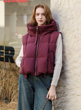 82408 2025冬韩版连帽宽松时尚百搭加厚保暖羽绒服马甲女短款背心