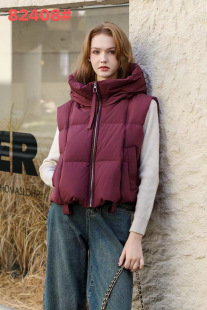 82408 2025冬韩版连帽宽松时尚百搭加厚保暖羽绒服马甲女短款背心
