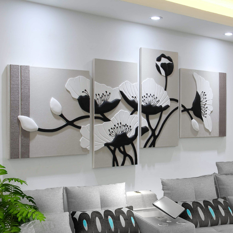 简约大气客厅沙发背景墙装饰画轻奢抽象组合挂画高档3D立体艺术画图片
