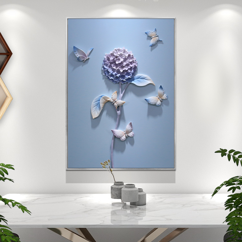 简约小清新餐厅装饰画3D立体浮雕挂画奶油风客厅三联高档艺术壁画图片
