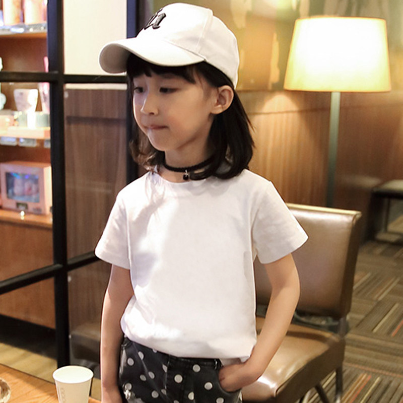 儿童短袖T恤新款夏季童装女童纯棉表演服男童宝宝练功服纯色上衣