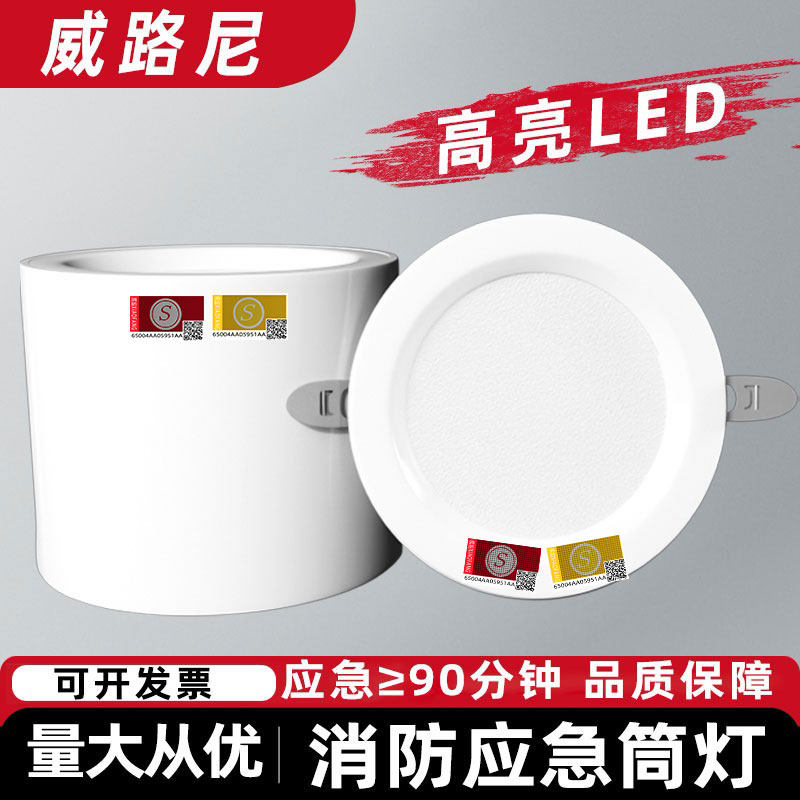 明装消防应急筒灯暗装 led停电照明灯楼道商场停电逃生一体化射灯