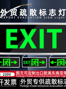 外贸款消防应急灯EXIT出口标志灯 led通道紧急安全出口指示灯定制