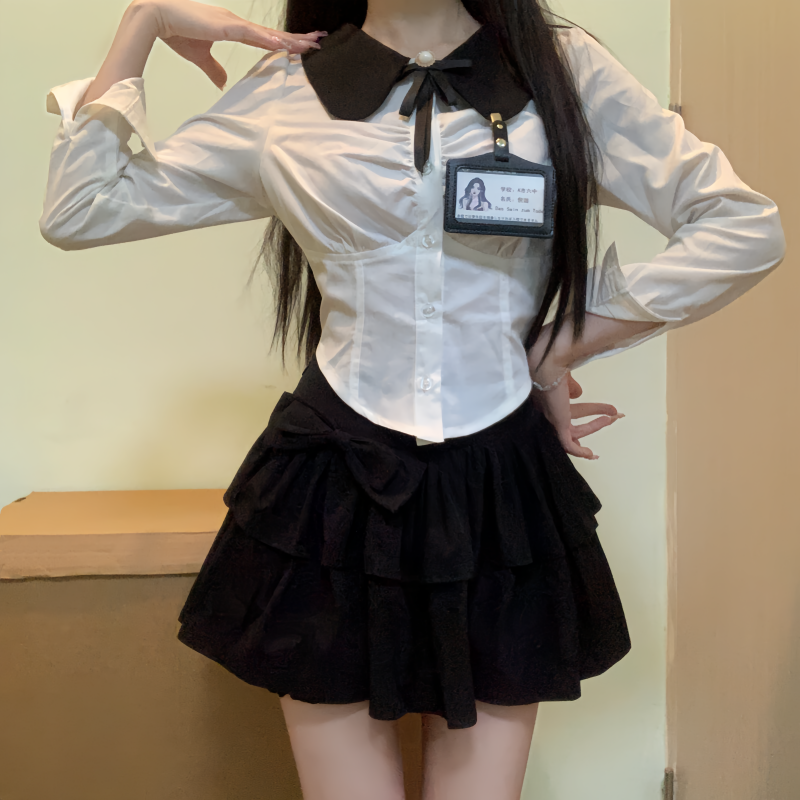 收腰显瘦短裙套装iqcq夏季新款