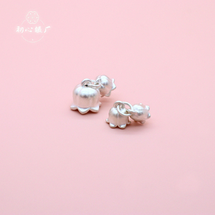 s999足银3D硬银铃兰花吊饰手链手绳项链吊坠手工diy配件配饰饰品