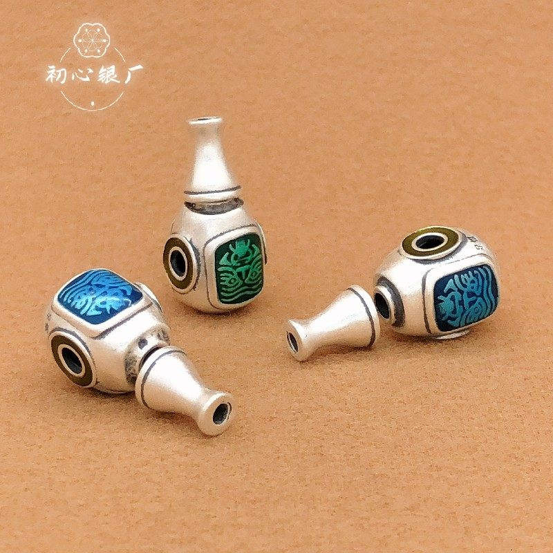 s999足银泰银扎基拉姆佛头三通滴胶滴油工艺手链项链手工diy配件