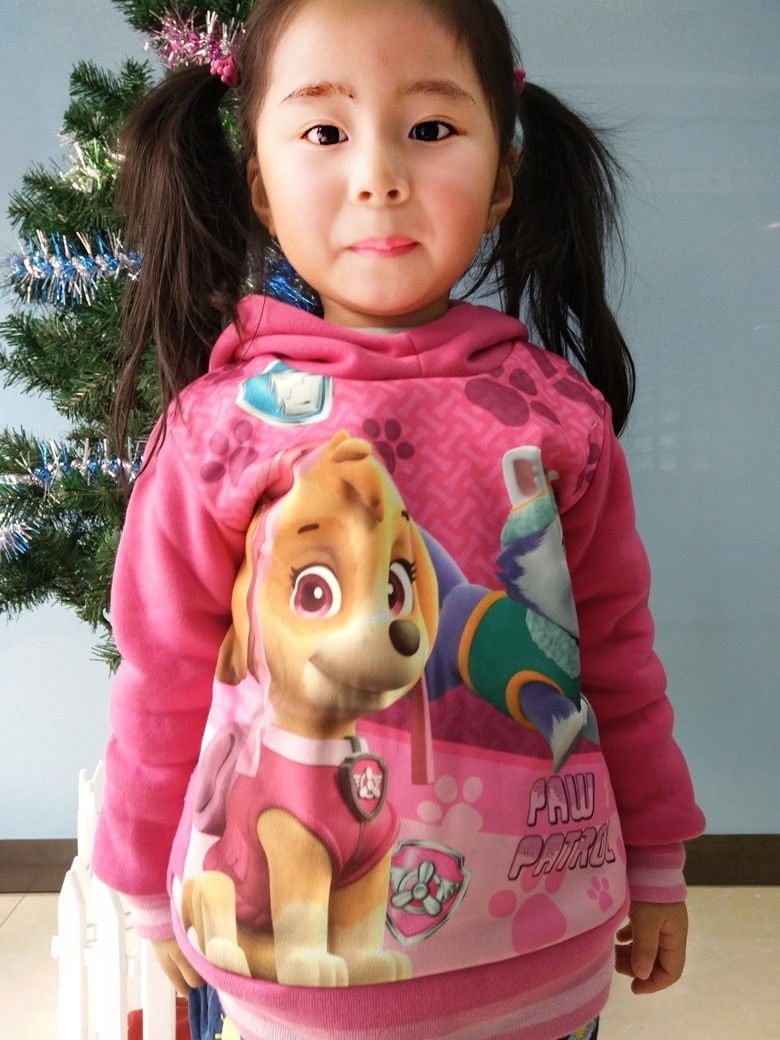 女童加绒休闲风春秋长袖连帽衫