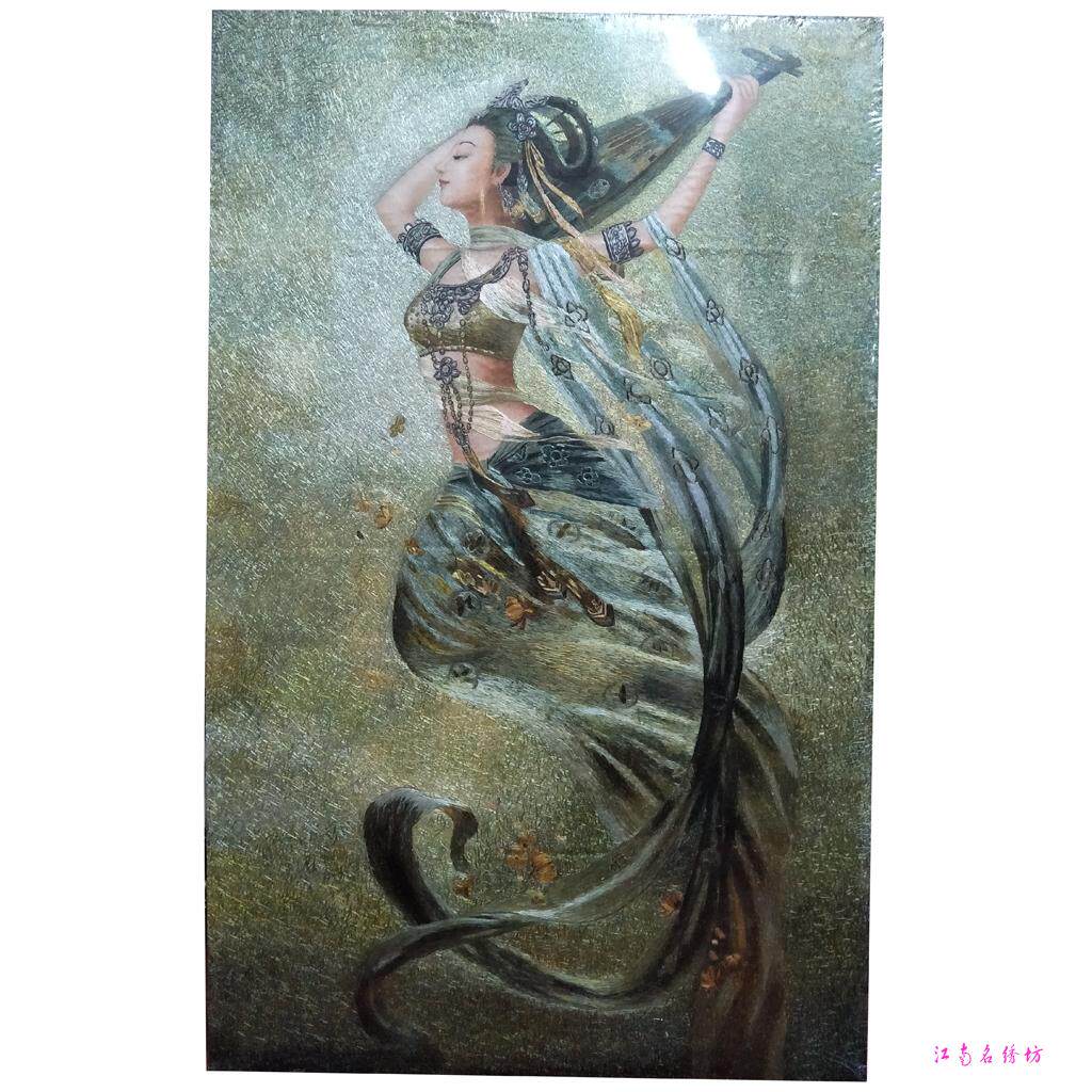 江南名绣坊纯手工刺绣品乱针绣曾浩的油画敦煌壁画仕女图飞天系列