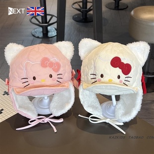英国Next Rtrx 儿童宝宝KT猫帽子秋冬季可爱超萌雷锋帽保暖护耳帽