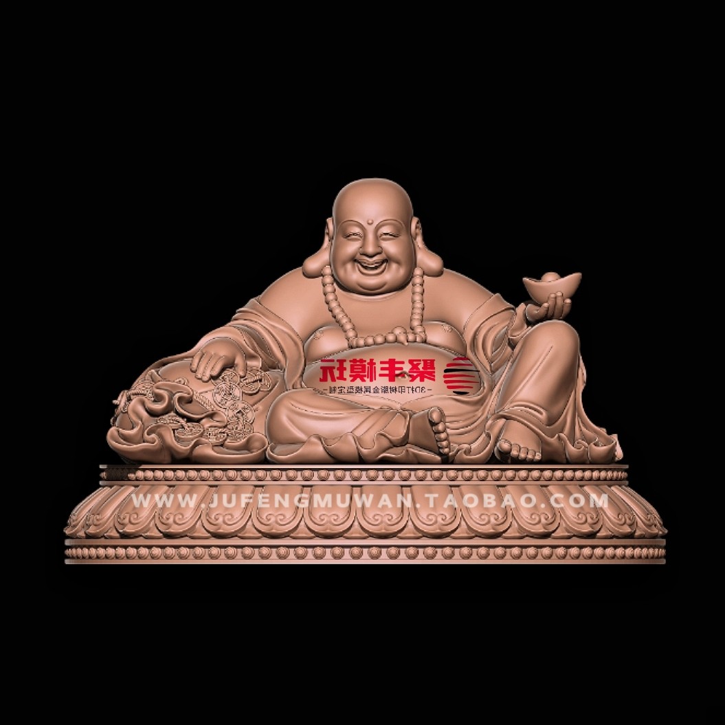弥勒佛STL文件3D模型元宝大肚佛三维图纸STL数据圆雕机雕刻CNC