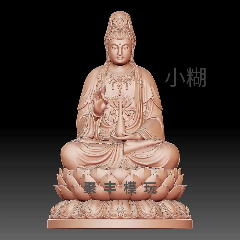 观音STL文件3D图纸模型菩萨三维图STL数据机雕圆雕