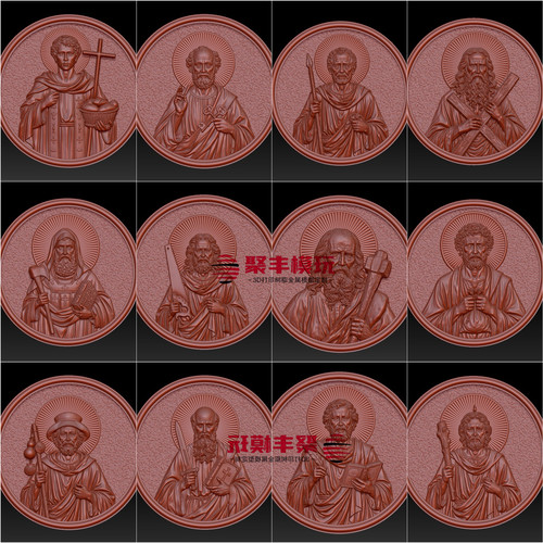 浮雕十二门徒STL文件3D模型西方人物浮雕首饰三维图纸STL数据