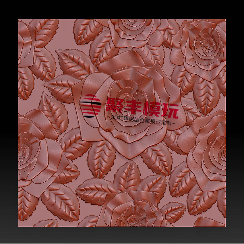 浮雕玫瑰花STL文件3D模型浮雕首饰雕花三维图纸STL数据机雕刻打印