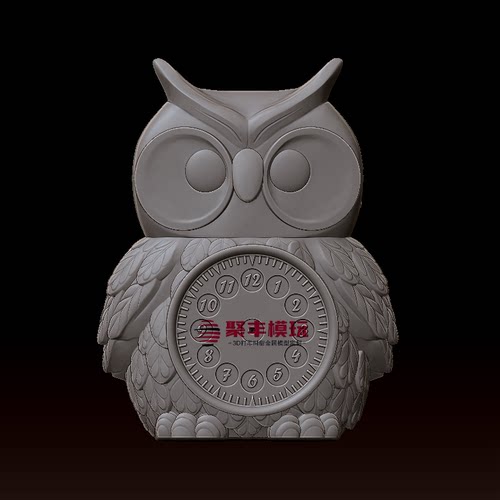 浮雕钟表猫头鹰STL文件3D模型浮雕三维图纸STL数据机雕刻打印CNC