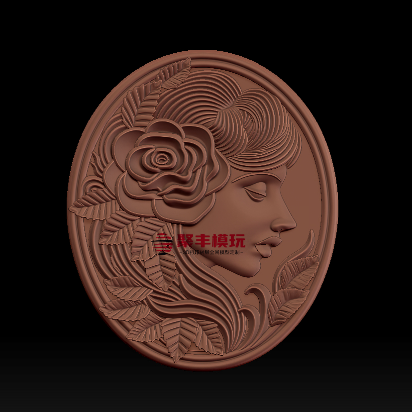 花美女浮雕STL文件3D模型首饰三维图纸STL数据机雕刻CNC打印