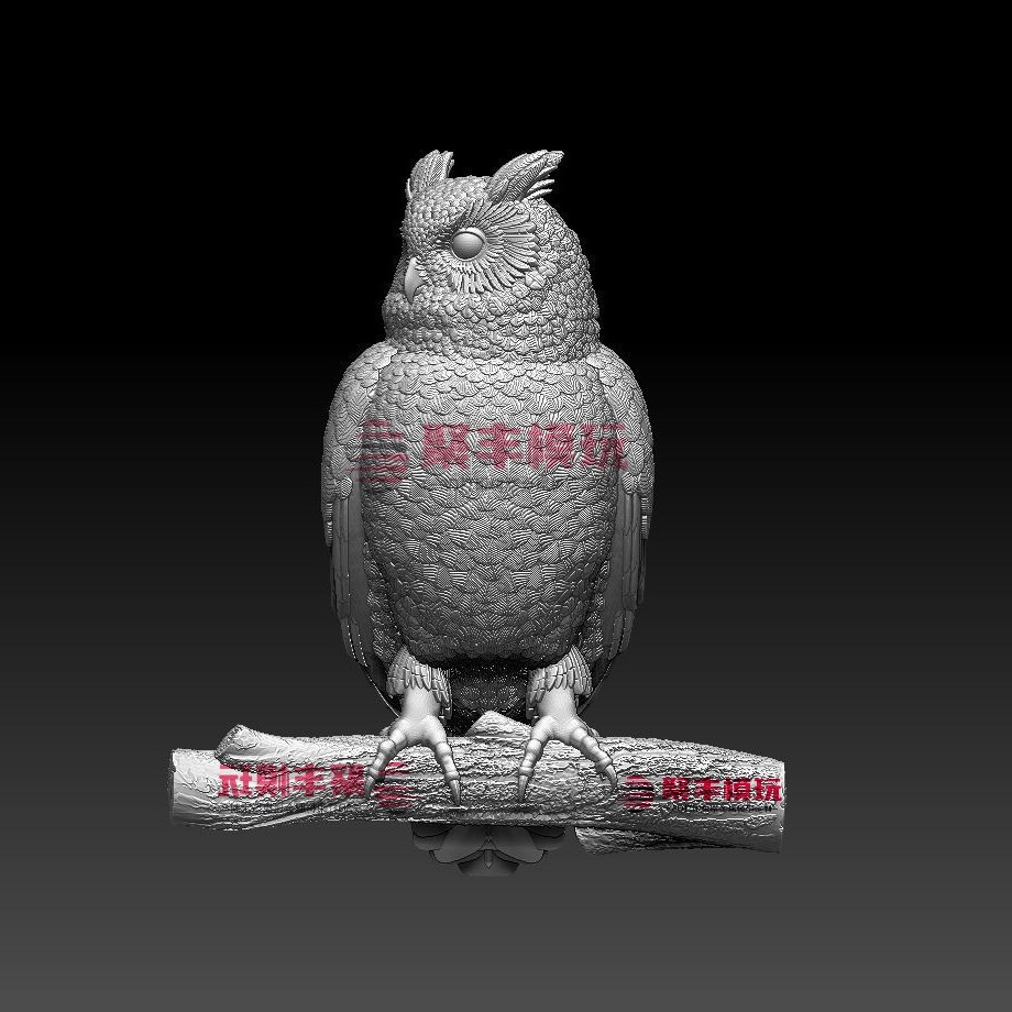猫头鹰STL文件3D模型猫头鹰三维图纸STL数据圆雕图3D打印STL格式