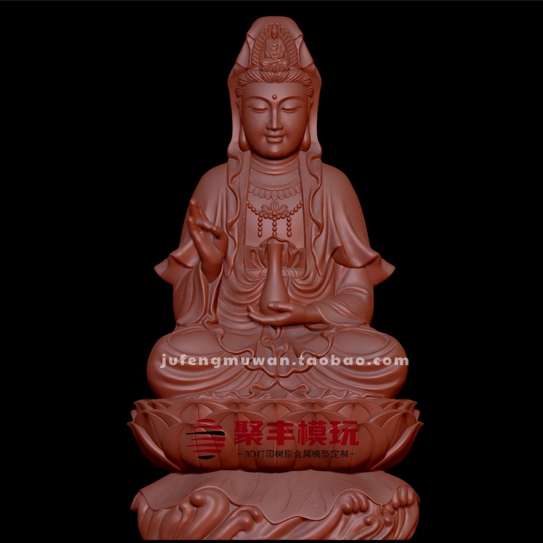 观音菩萨STL文件3D模型神佛菩萨三维图纸STL数据圆雕机雕刻CNC