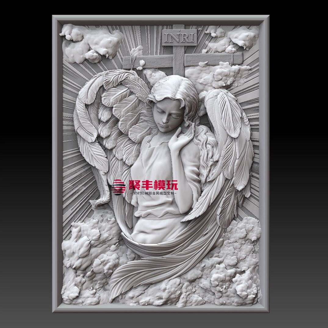 浮雕天使画STL文件3D模型西方人物三维图纸STL数据机雕刻CNC