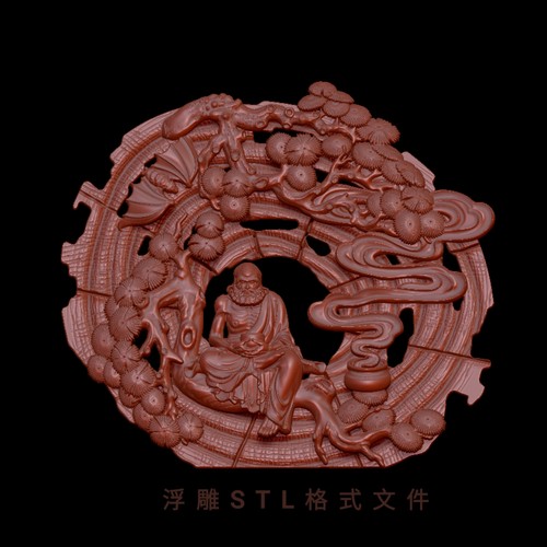 浮雕达摩STL文件3D模型达摩三维图纸STL数据库机雕刻圆雕图纸
