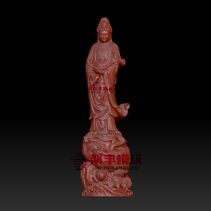 观音菩萨STL文件3D模型菩萨佛三维图纸STL数据机雕刻打印CNC