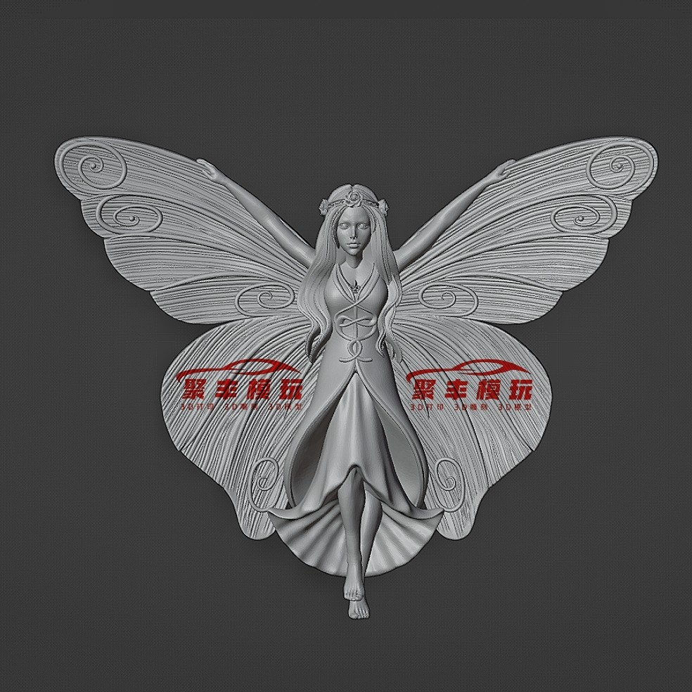 天使蝴蝶stl文件3d模型浮雕首饰三维立体数据图纸stl文件圆雕