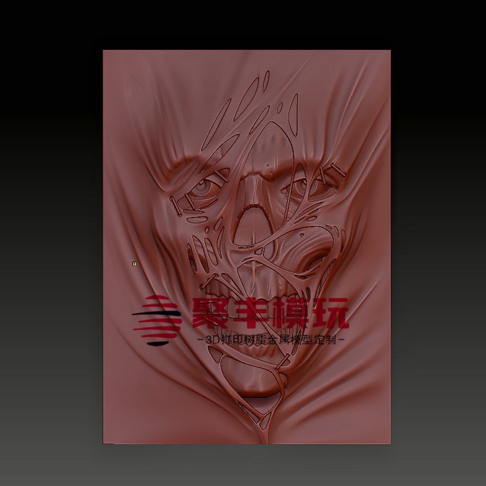 浮雕骷髅STL文件3D模型木雕首饰三维立体图纸STL数据机雕打印