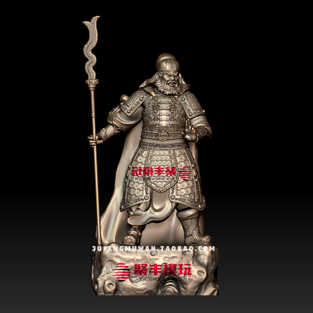 张飞圆雕STL文件3D模型三国人物三维STL数据电脑雕刻图纸CNC打印