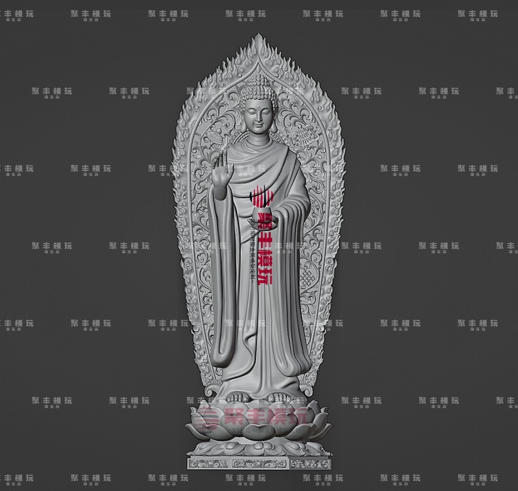 圆雕释迦摩尼佛STL文件3D模型如来三维图纸STL数据电脑雕刻CNC