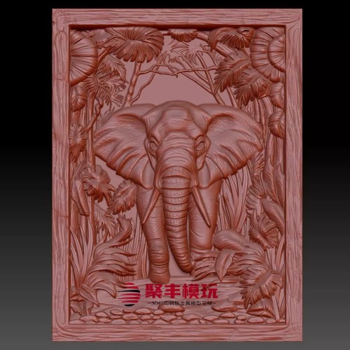浮雕大象STL文件3D模型首饰牌子画三维图纸STL数据机雕刻打印