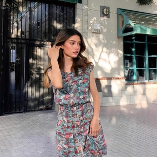 拉伦娜原创2024女春夏睡裙绵绸外穿连衣裙收腰显瘦短裙人棉舒适