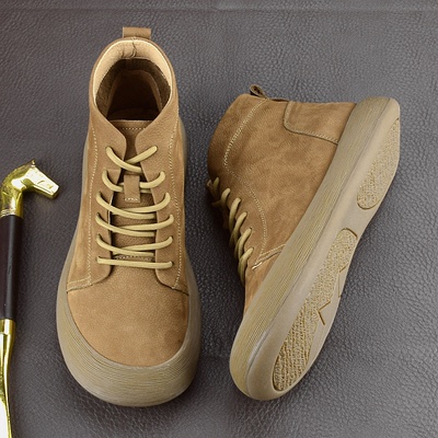 公牛足乐新款中帮真皮休闲马丁靴