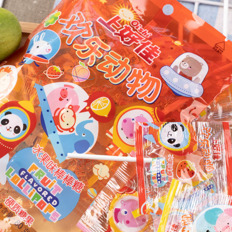 上好佳欢乐动物园棒棒糖整箱水果味糖果六一儿童节礼物休闲零食