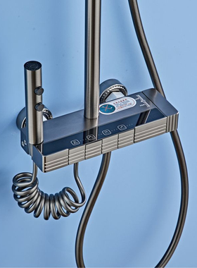 派柏斯833枪灰色太空铝花洒全卫生间淋雨器套装能换按键航母花洒