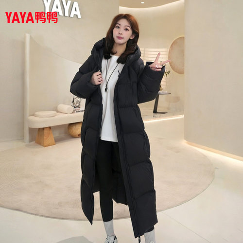 气质连帽加厚白鸭绒面包服外套冬