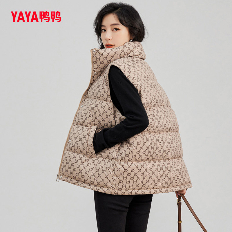 背心马夹时尚老花立领羽绒外套冬