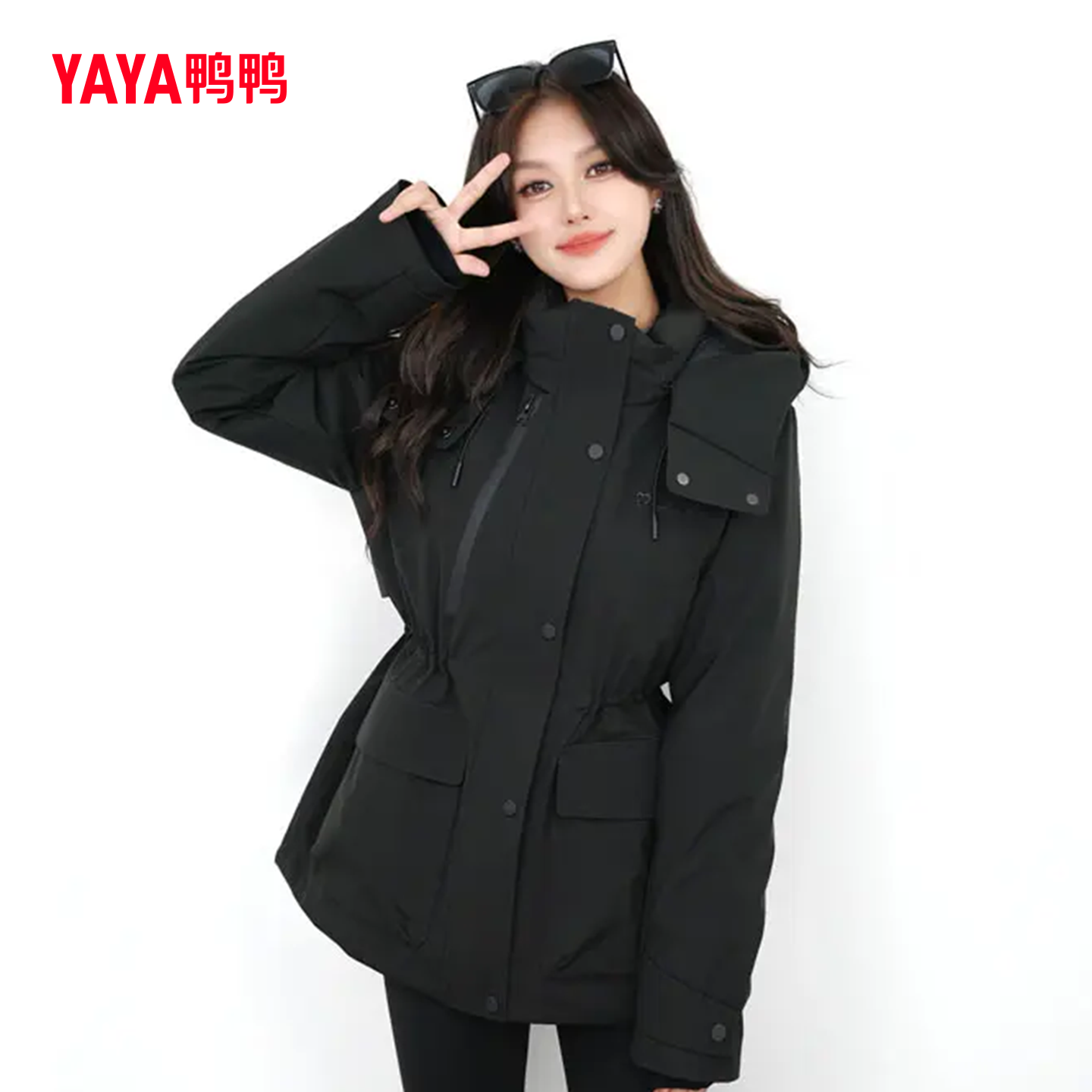 户外加厚防风收腰显瘦鸭绒外套冬