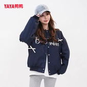 YAYA 鸭鸭羽绒服女2025年秋冬美式 蝴蝶结运动休闲百搭棒球服外套
